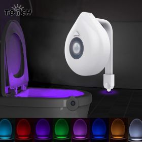 1pc Motion Activated Toilet Night Light; 8 LED Vibrant Color Options; Flexible Sizing For Standard Or Elongated Toilet Bathroom; Outdoor Travel A (Composition: Without Battery)